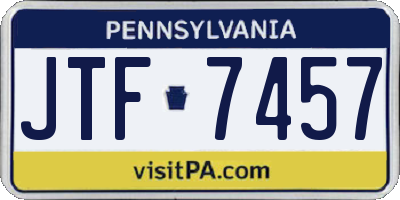 PA license plate JTF7457