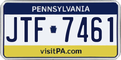 PA license plate JTF7461