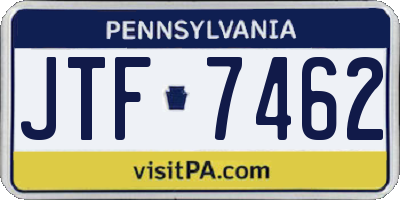 PA license plate JTF7462