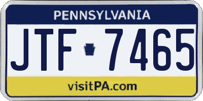 PA license plate JTF7465