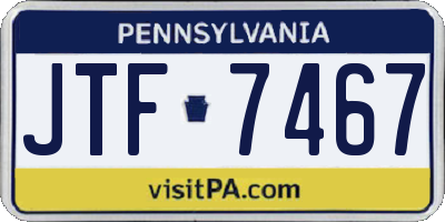 PA license plate JTF7467