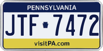 PA license plate JTF7472
