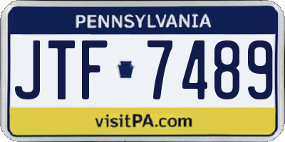 PA license plate JTF7489