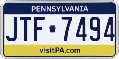 PA license plate JTF7494