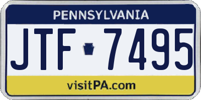 PA license plate JTF7495