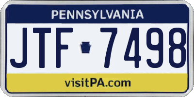 PA license plate JTF7498
