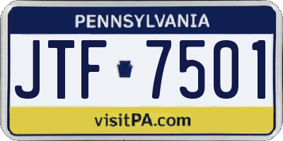 PA license plate JTF7501