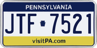 PA license plate JTF7521