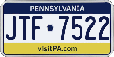 PA license plate JTF7522