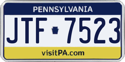 PA license plate JTF7523