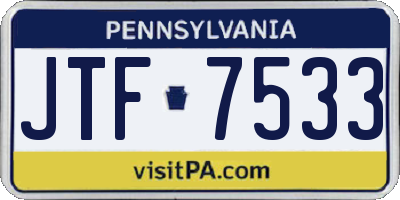 PA license plate JTF7533