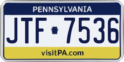 PA license plate JTF7536