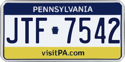 PA license plate JTF7542