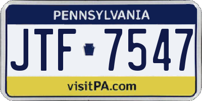 PA license plate JTF7547