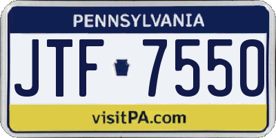 PA license plate JTF7550