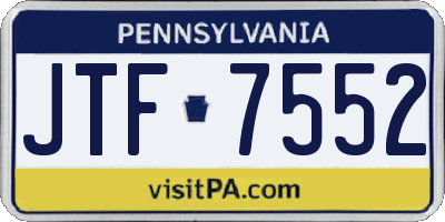 PA license plate JTF7552