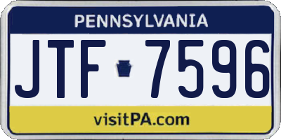 PA license plate JTF7596