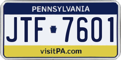 PA license plate JTF7601
