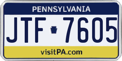 PA license plate JTF7605
