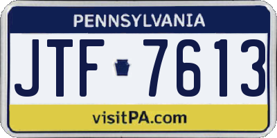 PA license plate JTF7613
