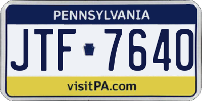 PA license plate JTF7640