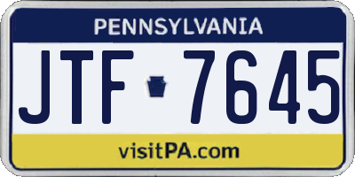 PA license plate JTF7645