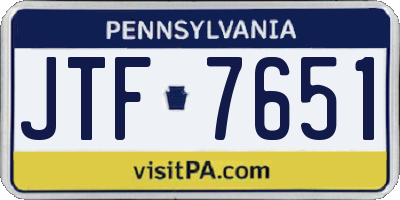PA license plate JTF7651
