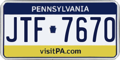 PA license plate JTF7670