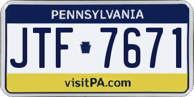 PA license plate JTF7671