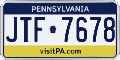 PA license plate JTF7678