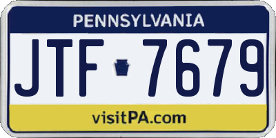 PA license plate JTF7679