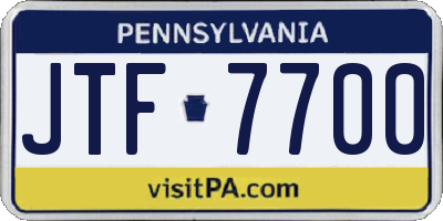 PA license plate JTF7700