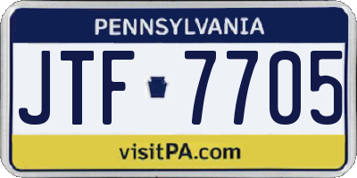 PA license plate JTF7705