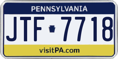 PA license plate JTF7718