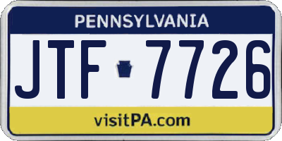PA license plate JTF7726