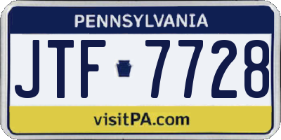 PA license plate JTF7728