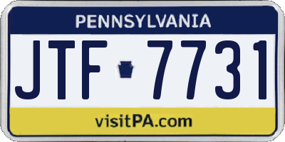 PA license plate JTF7731