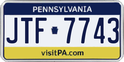PA license plate JTF7743