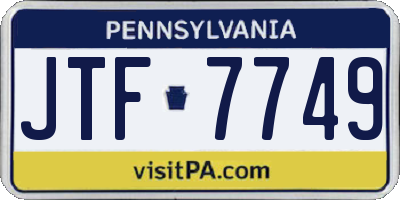 PA license plate JTF7749