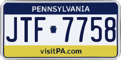 PA license plate JTF7758