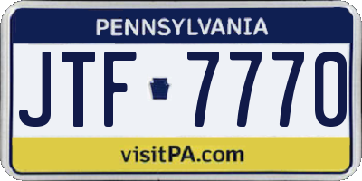 PA license plate JTF7770