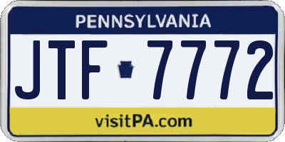 PA license plate JTF7772
