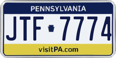 PA license plate JTF7774