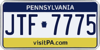 PA license plate JTF7775