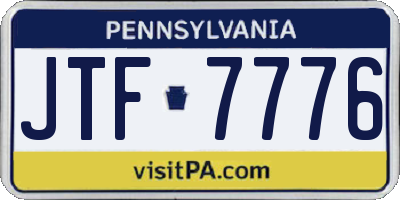 PA license plate JTF7776