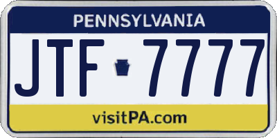 PA license plate JTF7777