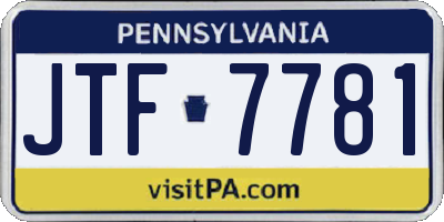 PA license plate JTF7781