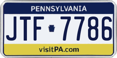 PA license plate JTF7786