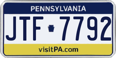PA license plate JTF7792