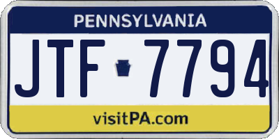 PA license plate JTF7794